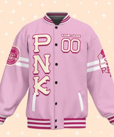 Custom Pink Varsity Jacket - Personalized Name & Number - Stylish & Trendy