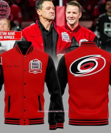 Customizable Red & Black Hall Of Fame Varsity Jacket - Add Name & Number!