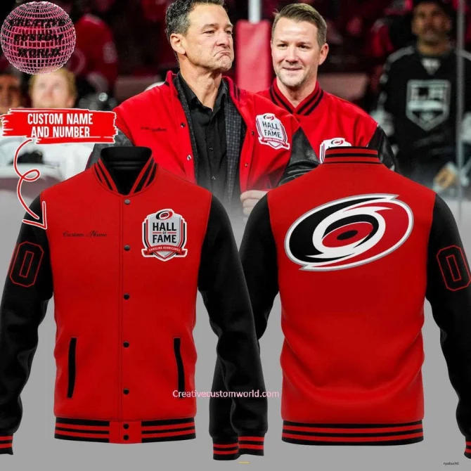 Customizable Red & Black Hall Of Fame Varsity Jacket - Add Name & Number!