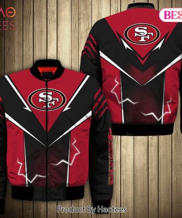 New Fashion   San Francisco 49Ers Bomber Jacket Lightning Graphic Gift For Men