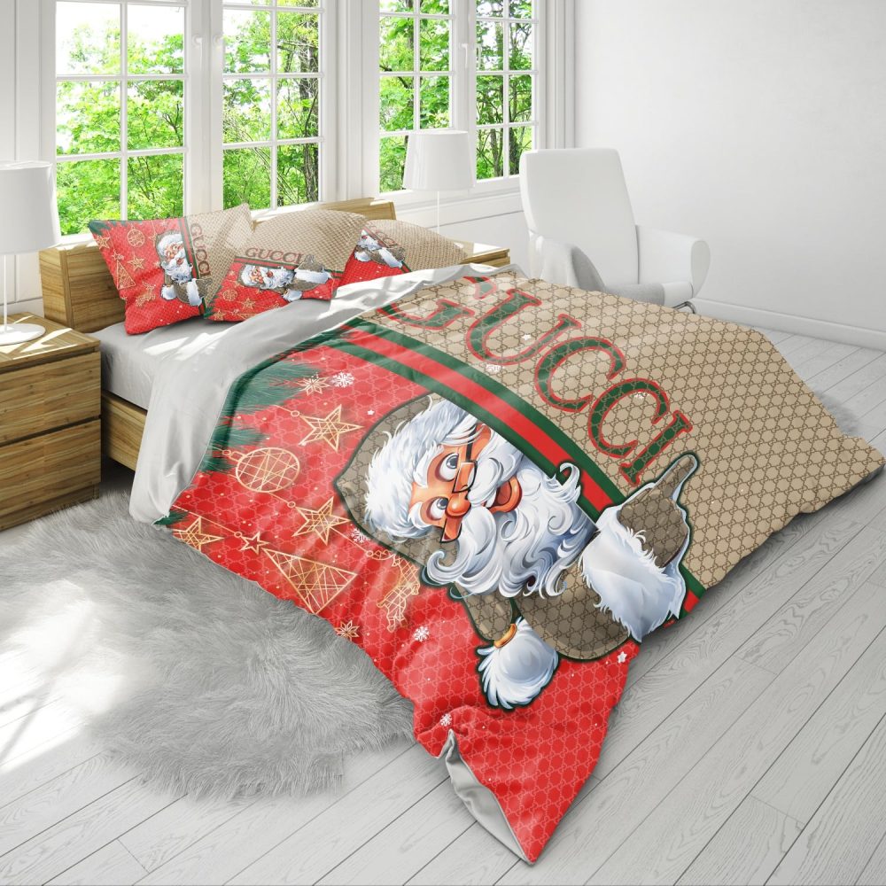 Santa Claus Gucci Pattern Bedding Sets - Image 4