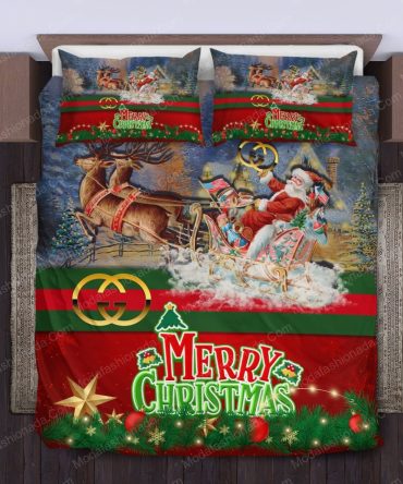 Santa Claus'S Reindeer Merry Christmas Gucci Bedding Sets