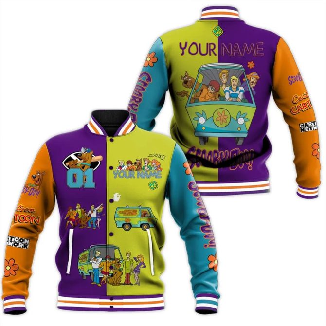 Custom Scooby-Doo Varsity Jacket - Personalized Name & Retro Cartoon Design