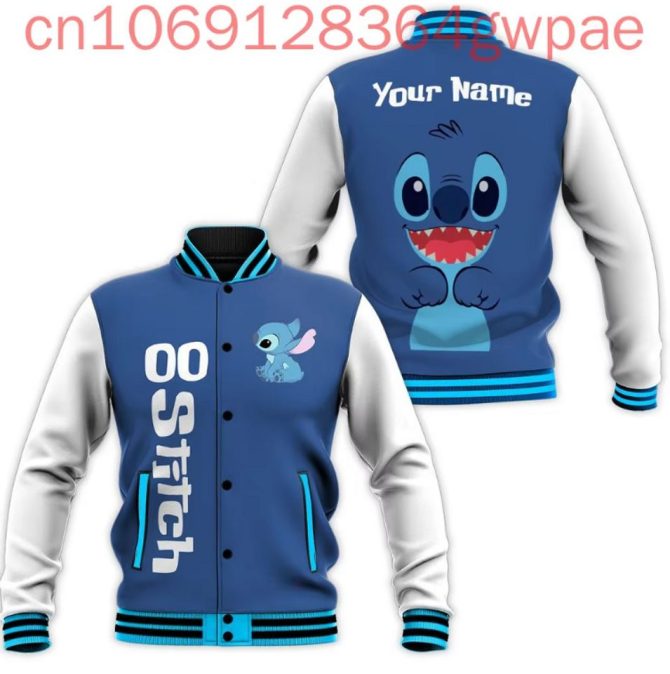 Customizable Blue Stitch Varsity Jacket - Personalized Name Design, Comfortable & Stylish