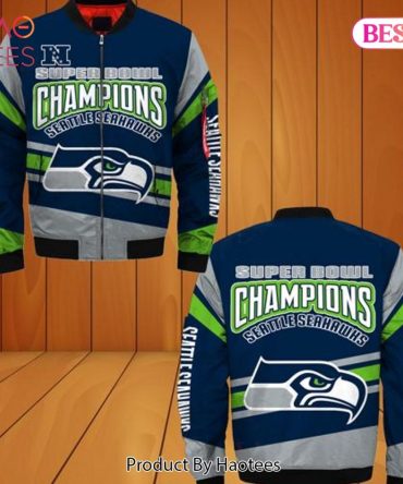 New Fashion   Seattle Seahawk Bomber Jacket Super Bowl Champions Winter Gift For Men