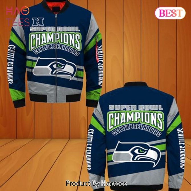 New Fashion   Seattle Seahawk Bomber Jacket Super Bowl Champions Winter Gift For Men