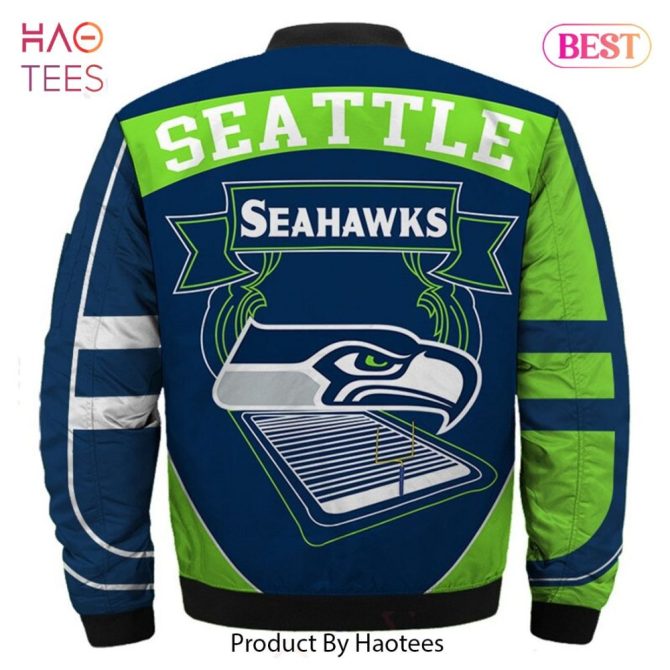 New Fashion   Seattle Seahawks Bomber Jacket Fashion Winter Coat Gift For Men - Image 2