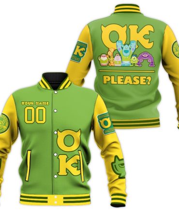 Customizable Monsters University Varsity Jacket - Bold Ok Design & Personalized Name Option