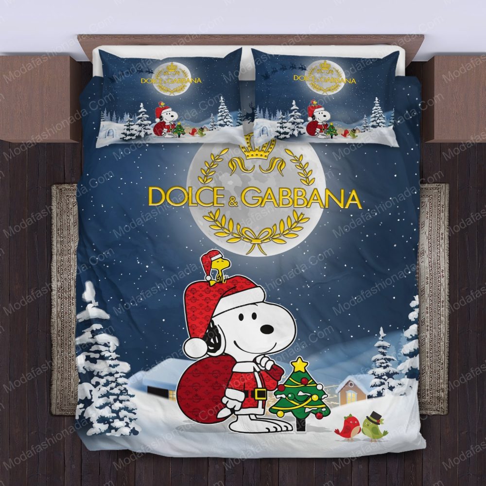 Snoopy Dog Dolce &Amp; Gabbana Merry Christmas Bedding Sets