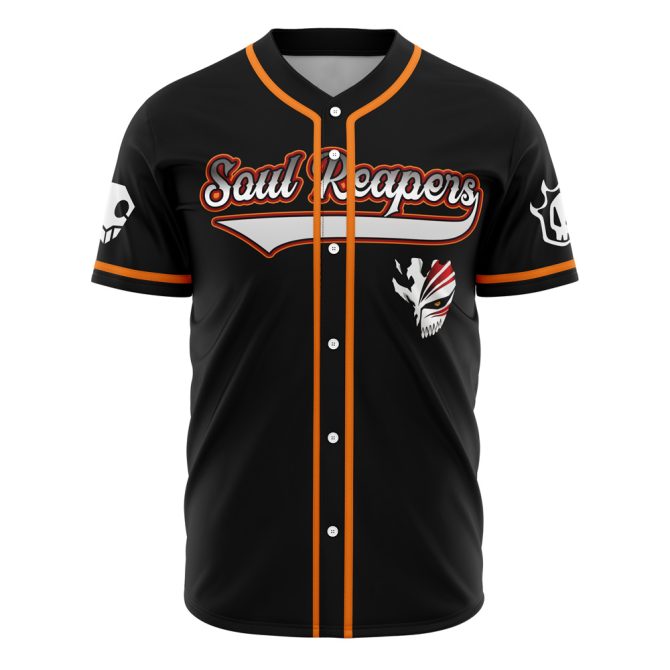 Soul Reapers Baseball Jersey - Black & Orange Design, Premium Quality, Unisex Sportswear