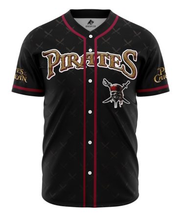 Pirate-Themed Black Baseball Jersey – Stylish & Comfortable Sportswear For Fans