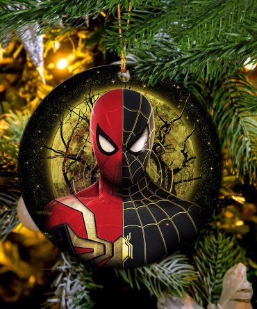 Spiderman Black Suit No Way Home Moonlight Ceramic Circle Ornament Perfect Gift For Christmas Holiday