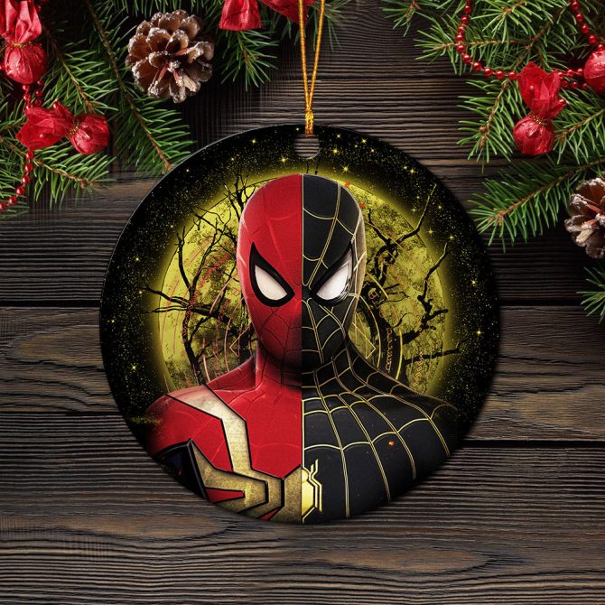 Spiderman Black Suit No Way Home Moonlight Ceramic Circle Ornament Perfect Gift For Christmas Holiday - Image 2