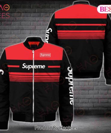 Stylish Red & Black Bomber Jacket - Trendy Streetwear By Haotees - Supreme Inspired Design