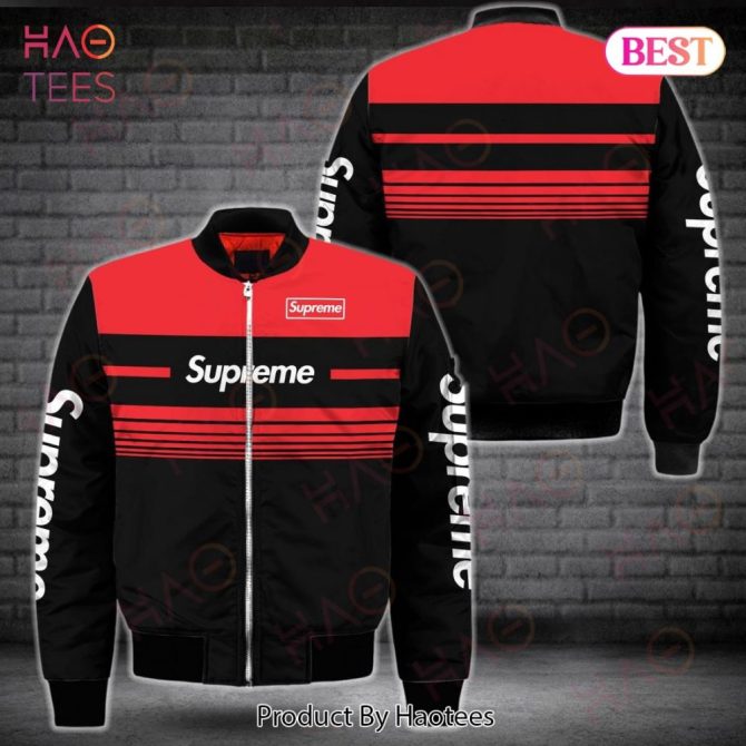 Stylish Red & Black Bomber Jacket - Trendy Streetwear By Haotees - Supreme Inspired Design