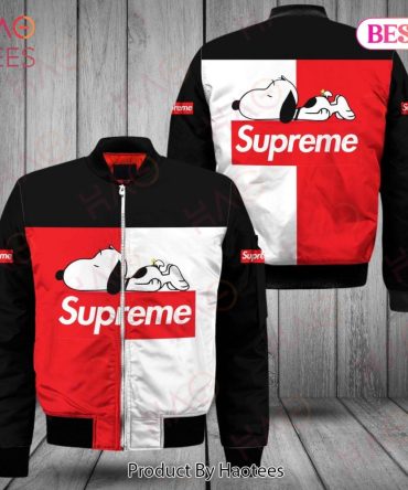 Trendy Snoopy Bomber Jacket - Red/Black Supreme Design By Haotees