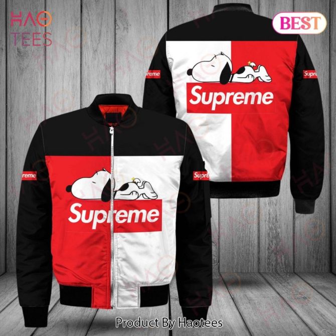 Trendy Snoopy Bomber Jacket - Red/Black Supreme Design By Haotees