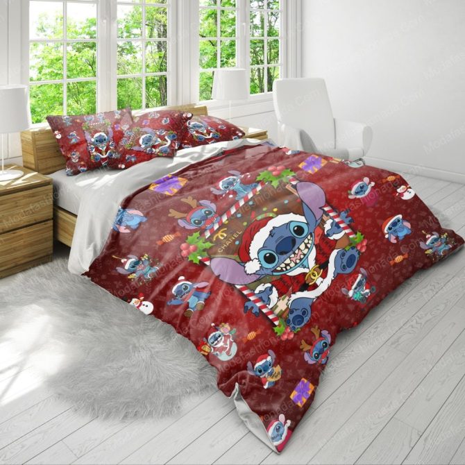 Cozy Holiday Stitch Bedding Set - Festive Red Christmas Comforter & Pillowcases - Image 4