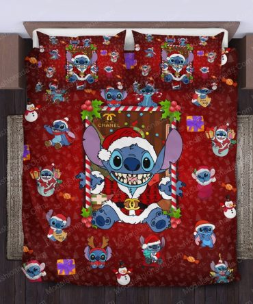 Cozy Holiday Stitch Bedding Set - Festive Red Christmas Comforter & Pillowcases