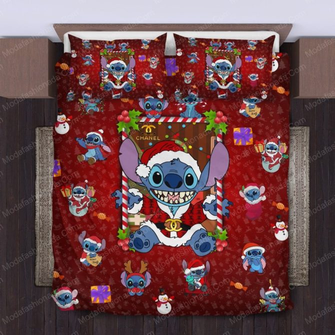 Cozy Holiday Stitch Bedding Set - Festive Red Christmas Comforter & Pillowcases