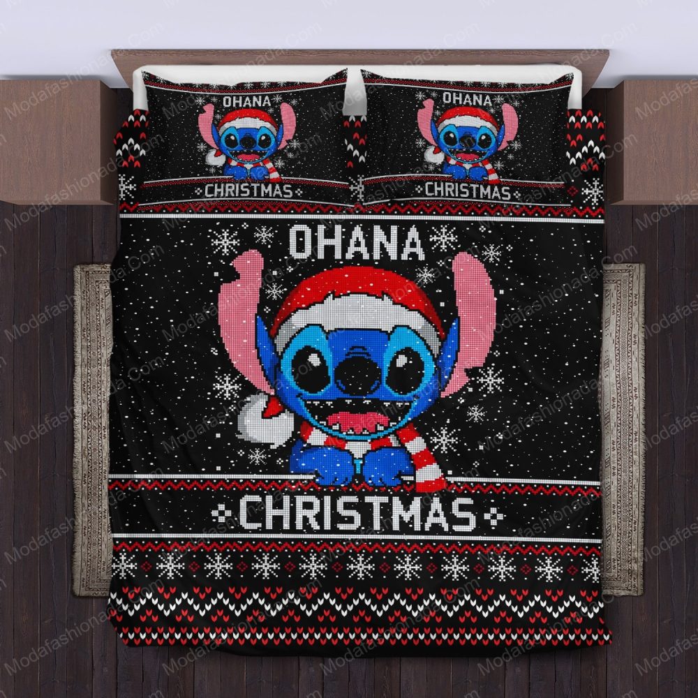 Festive Ohana Christmas Bedding Set - Cozy Holiday Stitch Design - Perfect Gift!