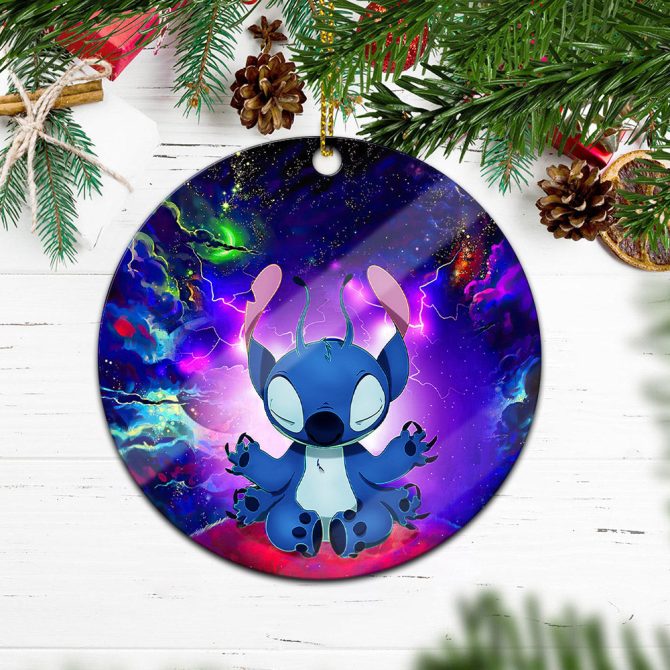 Stitch Yoga Love You To The Moon Galaxy Ceramic Circle Ornament Perfect Gift For Christmas Holiday - Image 2