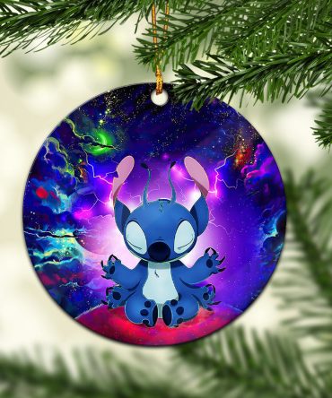 Stitch Yoga Love You To The Moon Galaxy Ceramic Circle Ornament Perfect Gift For Christmas Holiday