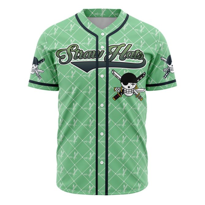 Straw Hat Pirates Anime Baseball Jersey – Stylish Green Unisex Sportswear For Fans