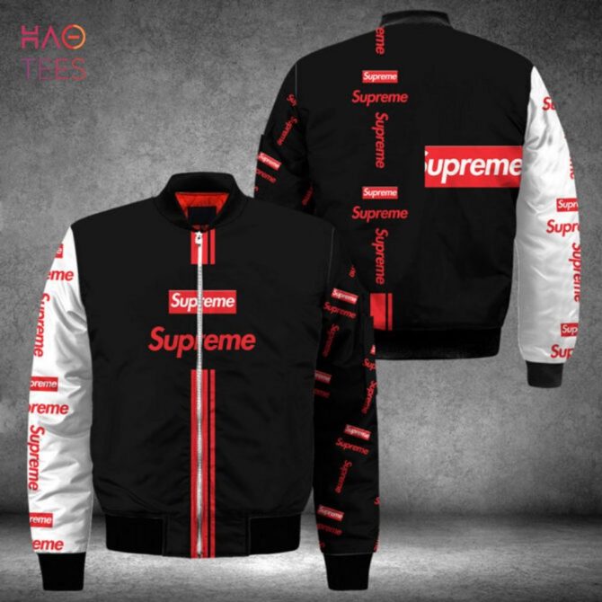 Hot Supreme Black White Red Luxury Brand Bomber Jacket Limited Edition - Image 2