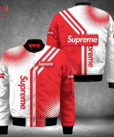 Stylish Red & White Bomber Jacket - Trendy Streetwear With Bold Graphics For Fashion Enthusiasts