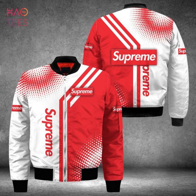 Stylish Red & White Bomber Jacket - Trendy Streetwear With Bold Graphics For Fashion Enthusiasts