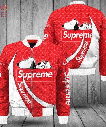 Stylish Red Snoopy Bomber Jacket - Trendy Supreme Design, Cozy Fit!
