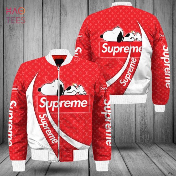 Stylish Red Snoopy Bomber Jacket - Trendy Supreme Design, Cozy Fit!