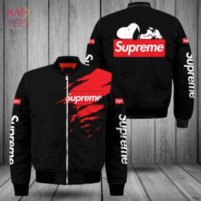 Supreme Snoopy Black Bomber Jacket - Stylish Streetwear With Bold Graphics - Image 2