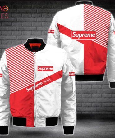 Trendding Supreme Luxury Brand White Mix Red Bomber Jacket Limited Edition