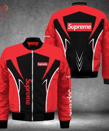 Stylish Red & Black Bomber Jacket - Supreme-Inspired Design For Trendsetters