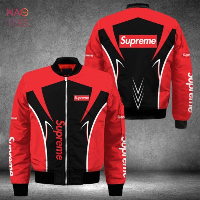 Stylish Red & Black Bomber Jacket - Supreme-Inspired Design For Trendsetters - Image 2