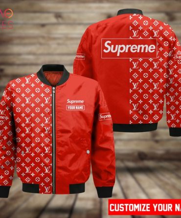 Custom Red Supreme Bomber Jacket - Personalized Name, Stylish & Unique Design
