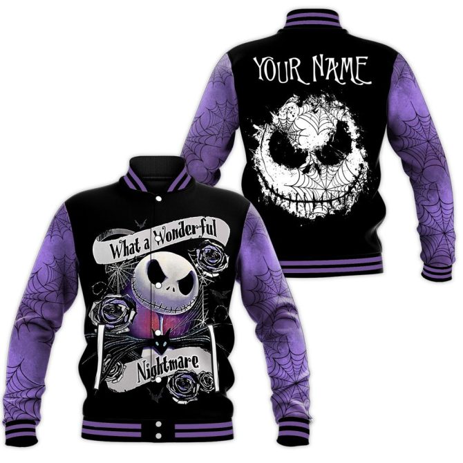 Customizable Spooky Skull Varsity Jacket – Unique Halloween Style With Personal Name!