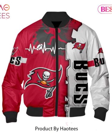New Fashion   Tampa Bay Buccaneers Bomber Jacket Graphic Heart Ecg Line