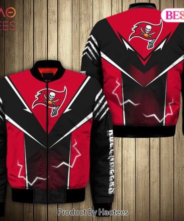 New Fashion   Tampa Bay Buccaneers Bomber Jacket Lightning Graphic Gift For Men