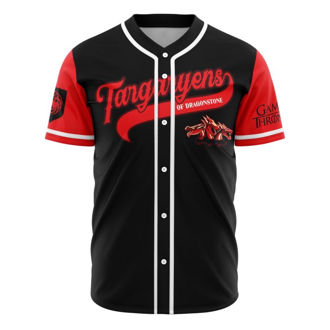Game Of Thrones Targaryen Baseball Jersey - Unisex Fan Apparel, Black/Red, Sizes S-Xxl