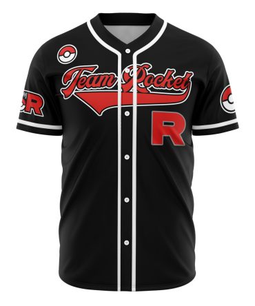 Team Rocket Baseball Jersey - Premium Black & Red Anime Fan Apparel