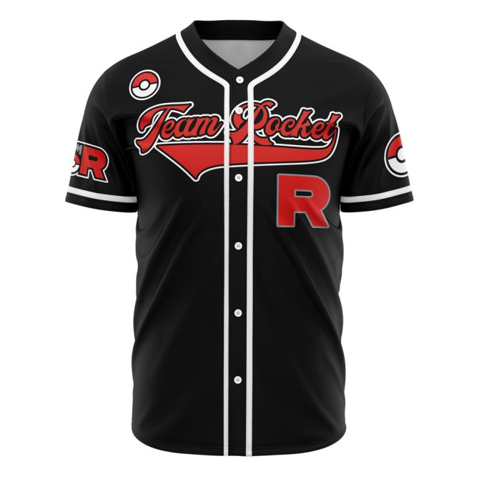 Team Rocket Baseball Jersey - Premium Black & Red Anime Fan Apparel