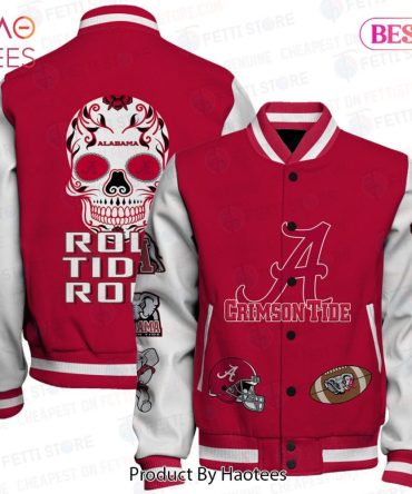 Alabama Crimson Tide Varsity Jacket - Bold Skull Design, Roll Tide Pride!