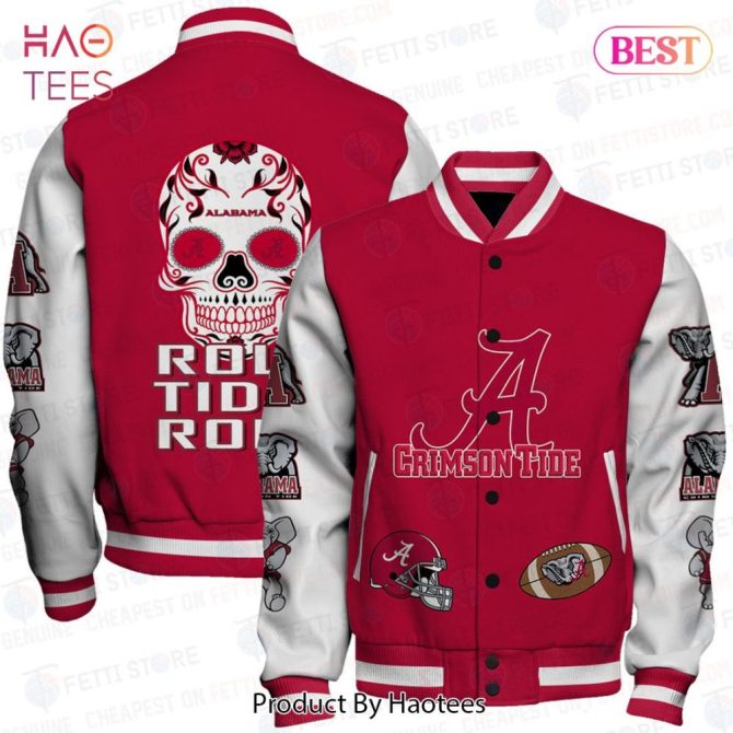 Alabama Crimson Tide Varsity Jacket - Bold Skull Design, Roll Tide Pride!