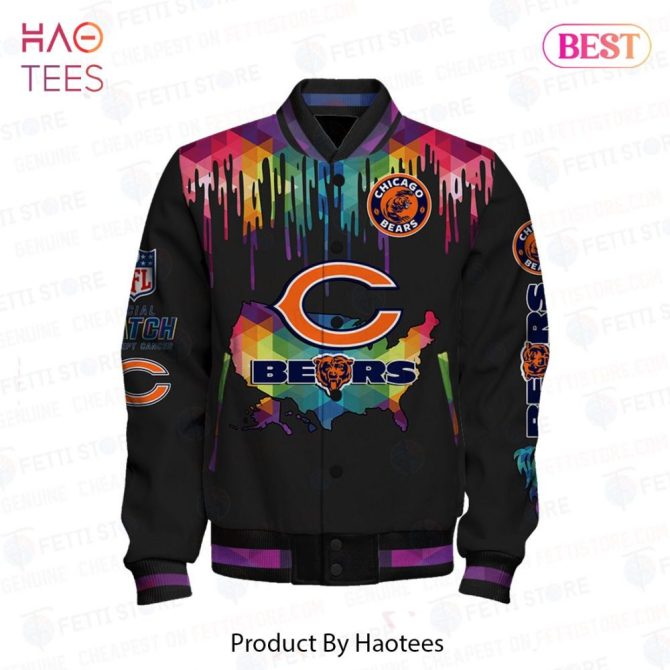 Colorful Chicago Bears Nfl Bomber Jacket – Bold Fan Apparel By Haotees - Image 2