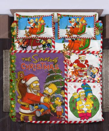 Festive Simpsons Christmas Bedding Set - Cozy Holiday Comfort For Fans