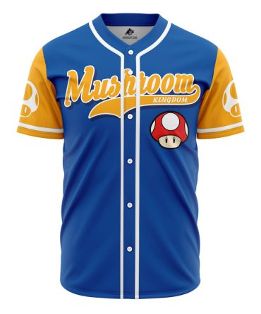 Mushroom Kingdom Baseball Jersey - Unique Blue & Yellow Gamer Apparel - Unisex Sizes Available