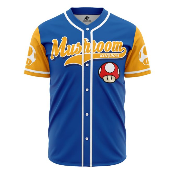 Mushroom Kingdom Baseball Jersey - Unique Blue & Yellow Gamer Apparel - Unisex Sizes Available